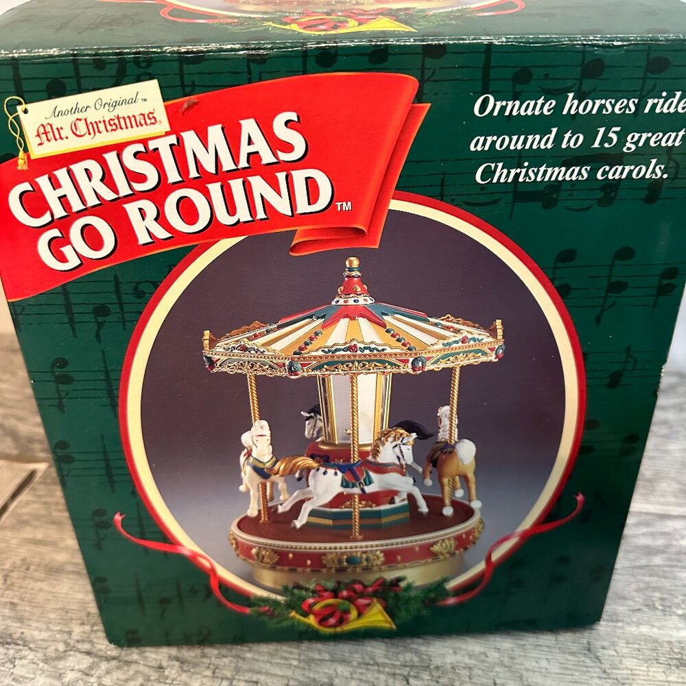 Mr Christmas Go Round Musical Horse Carousel 15 Songs Tested Works *READ**